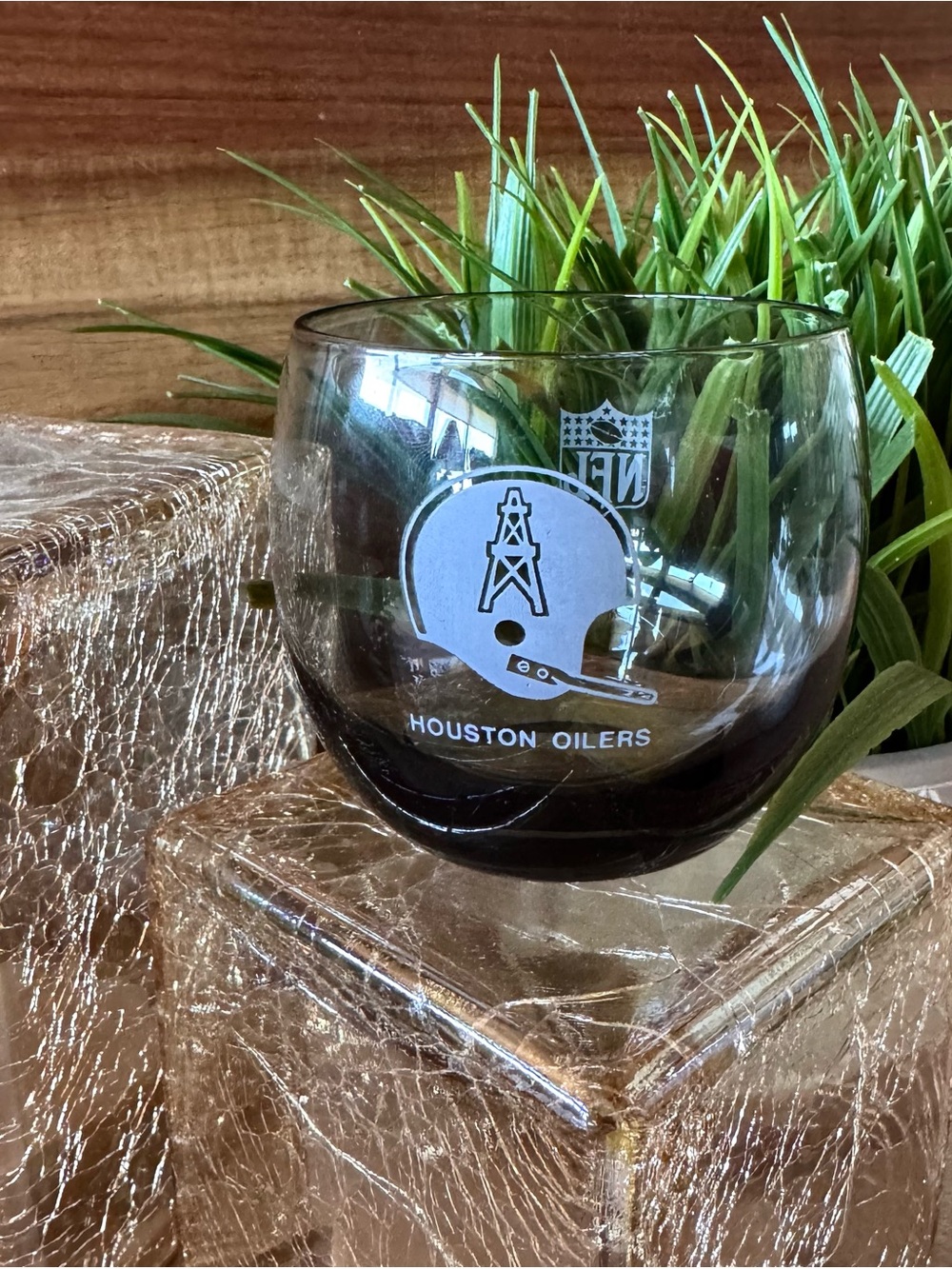 Houston Oilers Vintage 1970s Logo Stemless Roly Poly Rocks Glass - Clear/Smoked